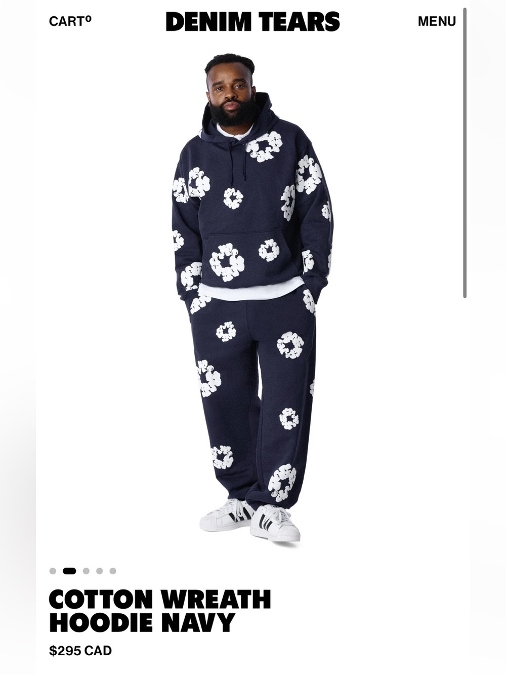 Denim Tears navy and white hoodie
